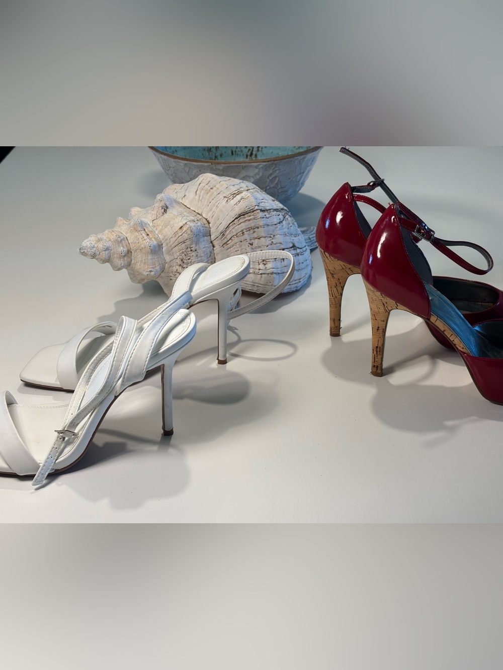 ASOS White Strappy Heels + GUESS Red Cork Platform | Bundle | Size 8.5-9